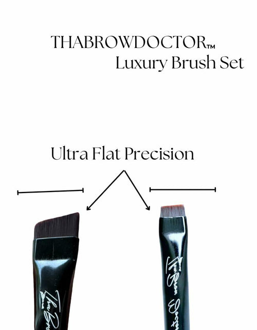 Load image into Gallery viewer, THABROWDOCTOR Makeup Brush Set 2pc Angled Flat Edge Synthetic Black White

