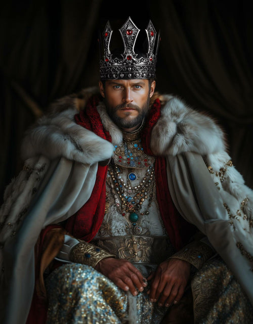 Load image into Gallery viewer, MCJC Medieval King Crown with Red Gems Adjustable Royal Tiara Bronze
