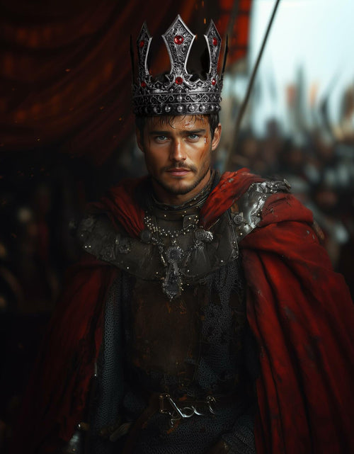 Load image into Gallery viewer, MCJC Medieval King Crown with Red Gems Adjustable Royal Tiara Bronze
