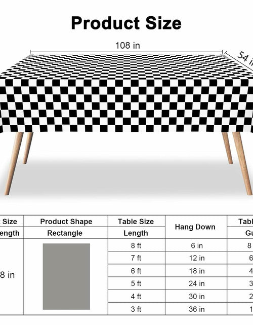 Load image into Gallery viewer, CINSOEN 4 Pack Black White Checkered Plastic Tablecloth 54x108in Rectangle
