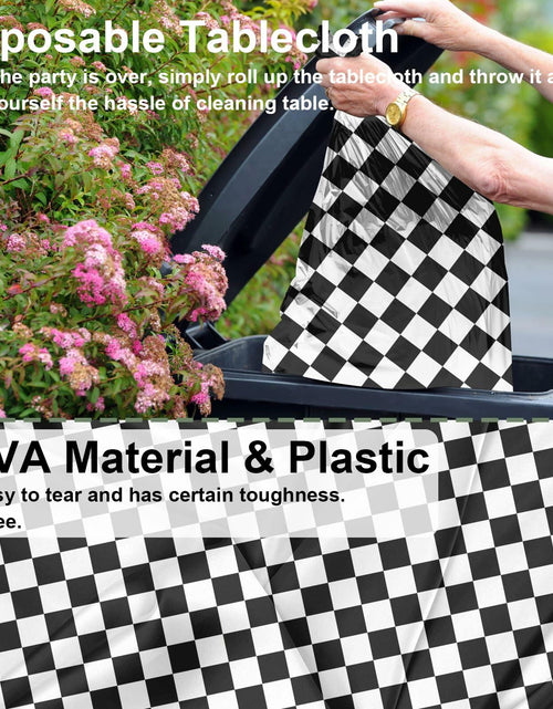 Load image into Gallery viewer, CINSOEN 4 Pack Black White Checkered Plastic Tablecloth 54x108in Rectangle
