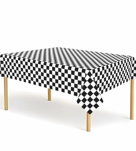 CINSOEN 4 Pack Black White Checkered Plastic Tablecloth 54x108in Rectangle