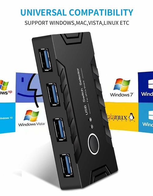 Load image into Gallery viewer, USB 3.0 KVM Switch 2 Computers Share 4 USB Devices One-Button + 2 USB Cables
