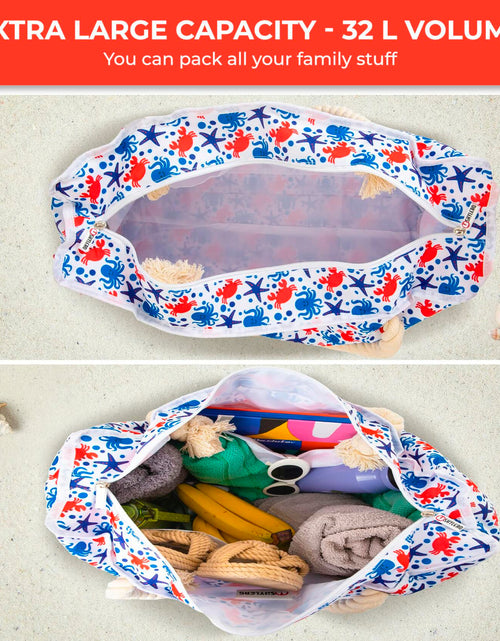 Load image into Gallery viewer, SHYLERO Waterproof Beach Tote Bag with Airtight Pouch &amp; Key Holder L22xH15xW6
