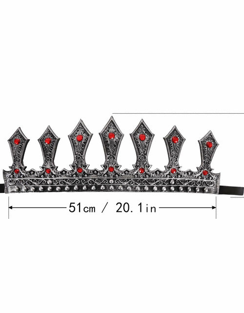 Load image into Gallery viewer, MCJC Medieval King Crown with Red Gems Adjustable Royal Tiara Bronze
