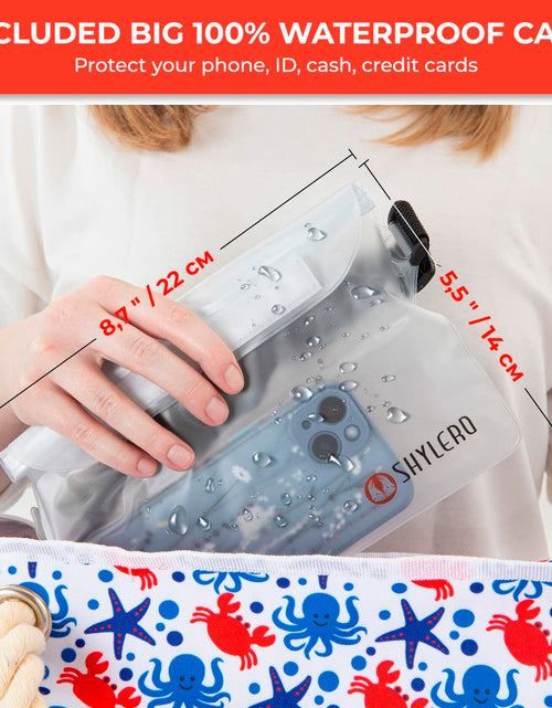 Load image into Gallery viewer, SHYLERO Waterproof Beach Tote Bag with Airtight Pouch &amp; Key Holder L22xH15xW6
