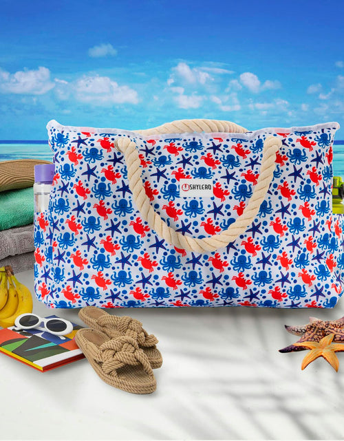Load image into Gallery viewer, SHYLERO Waterproof Beach Tote Bag with Airtight Pouch &amp; Key Holder L22xH15xW6
