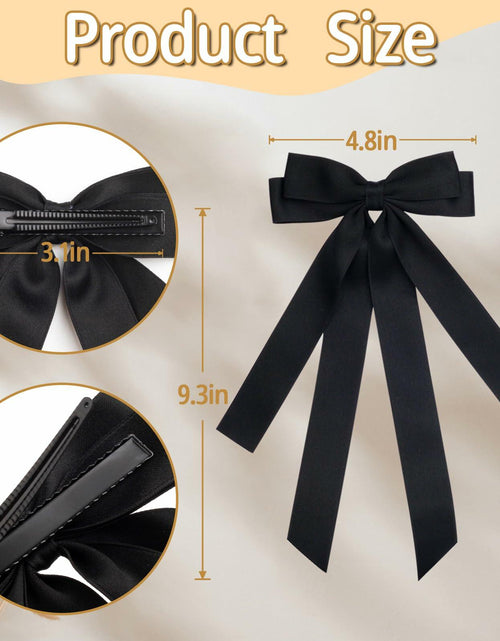 Load image into Gallery viewer, MIKONIKO Bow Hair Clips 2PCS Set Black Brown Ribbon Alligator Clip

