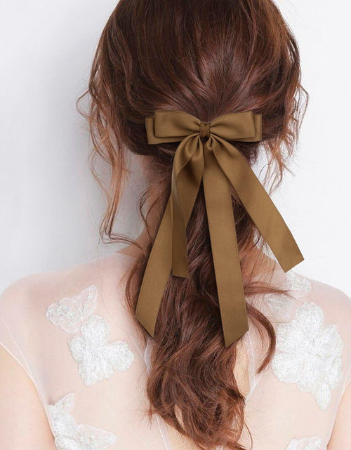 Load image into Gallery viewer, MIKONIKO Bow Hair Clips 2PCS Set Black Brown Ribbon Alligator Clip
