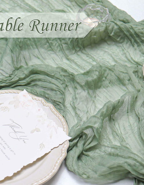 Load image into Gallery viewer, Fall Table Runner Cheesecloth 10FT Boho Rustic Gauze Sage Green 1 Pack
