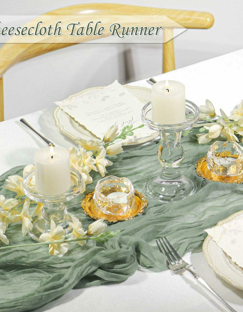 Load image into Gallery viewer, Fall Table Runner Cheesecloth 10FT Boho Rustic Gauze Sage Green 1 Pack
