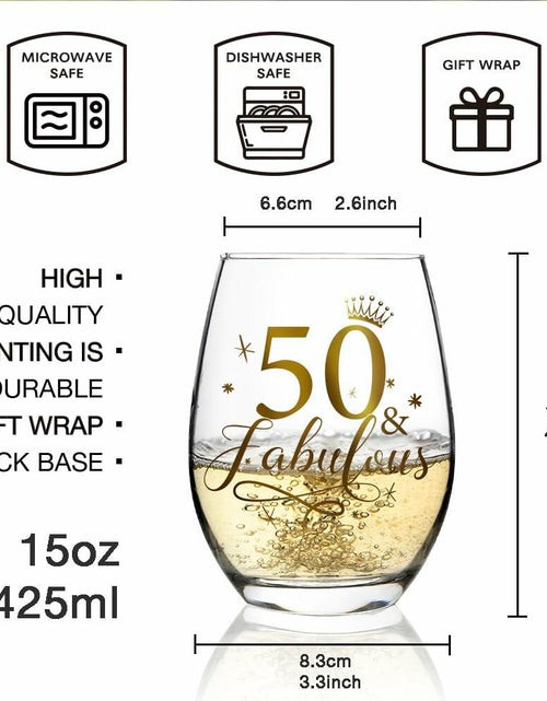 Load image into Gallery viewer, Vagafilla Stemless Wine Glass 15oz Glitter Gold Birthday Gift Transparent
