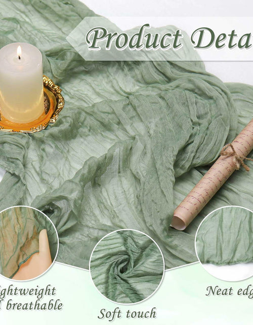 Load image into Gallery viewer, Fall Table Runner Cheesecloth 10FT Boho Rustic Gauze Sage Green 1 Pack
