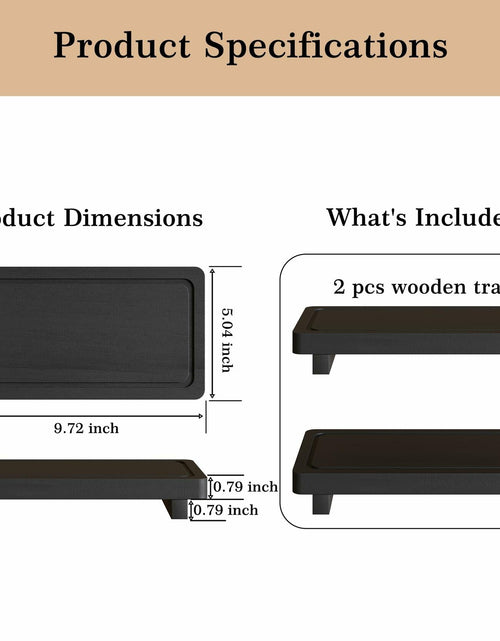 Load image into Gallery viewer, ZGO Small Counter Set of 2 Decorative Vanity Tray Wooden Soap Holder Black
