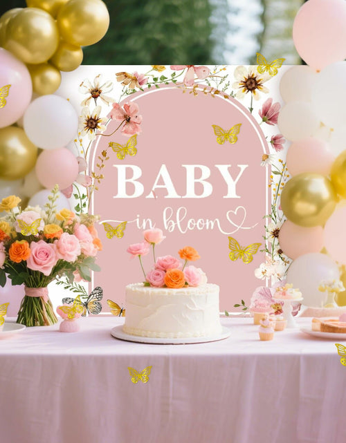 Load image into Gallery viewer, BACH AND BOUJEE Wildflower Baby in Bloom Backdrop Banner Pink Floral Decor
