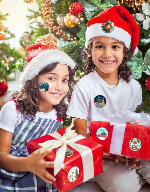 Load image into Gallery viewer, wuhuzsm 1000Pcs Christmas Stickers 2 Rolls Rustic Tree Wreath Elk Green
