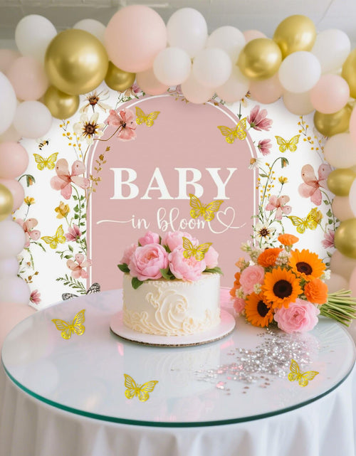 Load image into Gallery viewer, BACH AND BOUJEE Wildflower Baby in Bloom Backdrop Banner Pink Floral Decor
