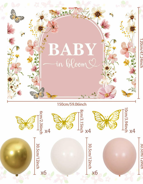 Load image into Gallery viewer, BACH AND BOUJEE Wildflower Baby in Bloom Backdrop Banner Pink Floral Decor
