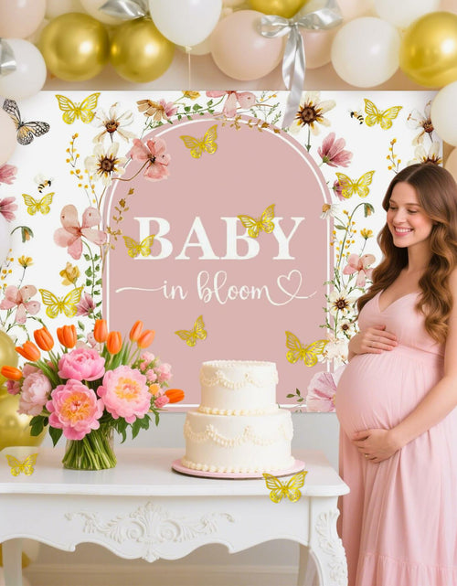 Load image into Gallery viewer, BACH AND BOUJEE Wildflower Baby in Bloom Backdrop Banner Pink Floral Decor
