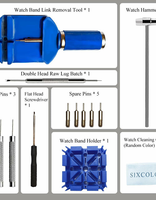 Load image into Gallery viewer, SIXCOLORS Watch Link Band Pin Removal Tool Kit with Spring Bar Tool Blue
