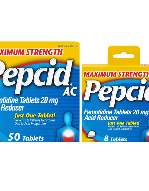 Load image into Gallery viewer, Pepcid AC 20mg Famotidine Heartburn Relief Tablets 8 Count Travel Pack

