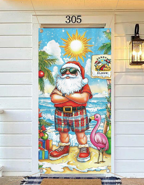 Load image into Gallery viewer, Buff Santa Hawaiian Beach Door Cover Summer Christmas Party Decoration

