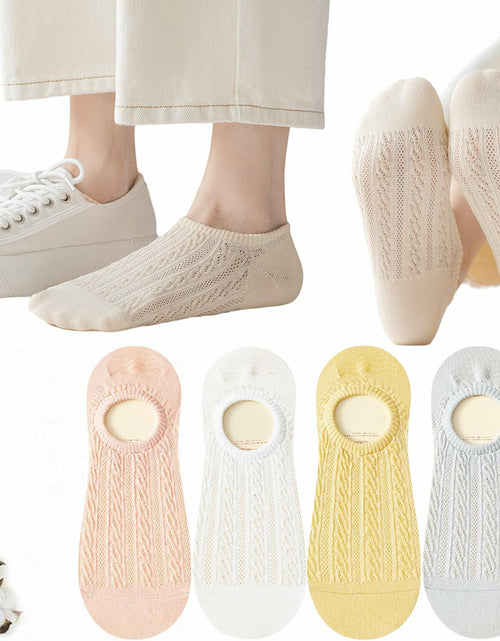 Load image into Gallery viewer, CHUNFO Womens No Show Socks Antislip Seamless Cushioned 5 Pairs Size 5.5-10
