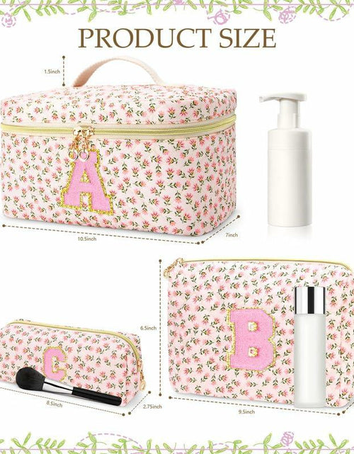 Load image into Gallery viewer, DOSUKE 3 PCS Travel Makeup Bag Set Floral Quilted Cotton Flower
