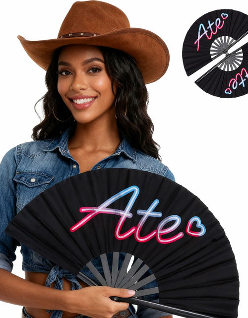 Load image into Gallery viewer, ZESTLASH 2 Pack 13 Inch Clack Popping Line Dancing Fans Large Foldable Black
