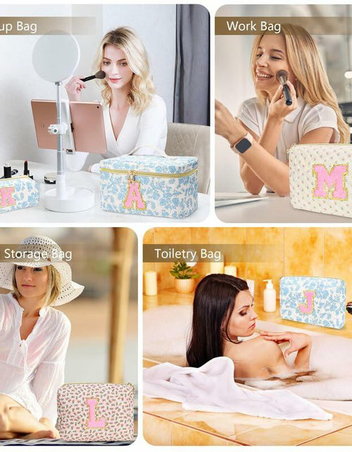 Load image into Gallery viewer, DOSUKE 3 PCS Travel Makeup Bag Set Floral Quilted Cotton Flower
