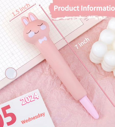 KUNHEHO 5 Pcs Kawaii Cute Pink Ink Pens 0.5mm Fine Point Soft Grip