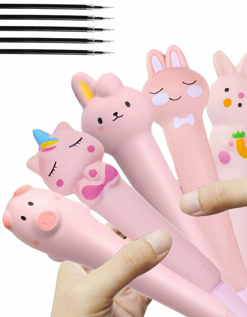 Load image into Gallery viewer, KUNHEHO 5 Pcs Kawaii Cute Pink Ink Pens 0.5mm Fine Point Soft Grip
