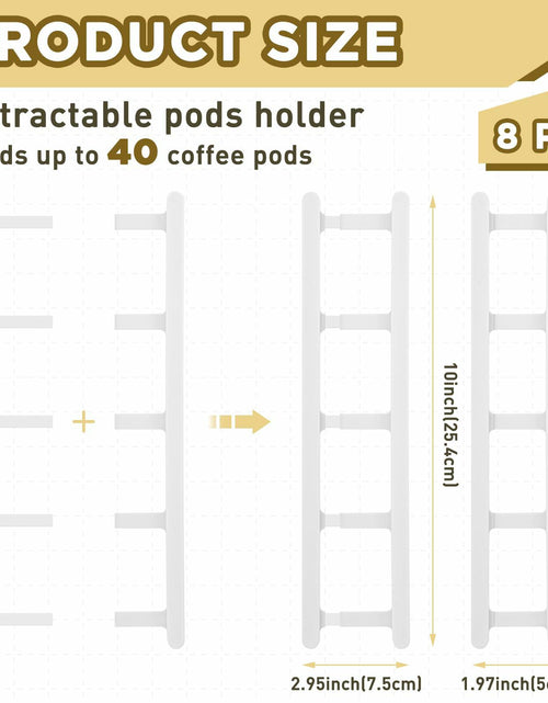 Load image into Gallery viewer, Threehoney Adhesive Coffee Pod Holder 8 Pack Holds 20 Capsules Wall Mount
