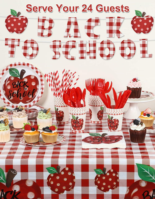 Load image into Gallery viewer, Zhehao 195 Pc Back to School Party Tableware Set Apple Red White Green
