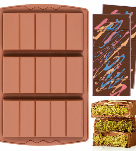 KASHME Chocolate Bar Mold Deep Large Silicone Candy Bar 5 Snap Rectangle