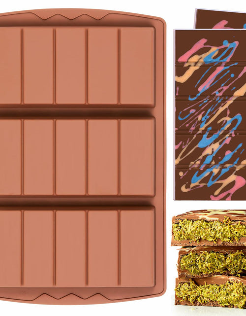 Load image into Gallery viewer, KASHME Chocolate Bar Mold Deep Large Silicone Candy Bar 5 Snap Rectangle
