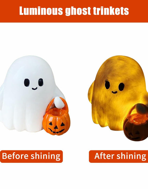 Load image into Gallery viewer, BINBINNIAO 3D Printing Halloween Ghost Figurine Glowing Resin 3.15in White Black
