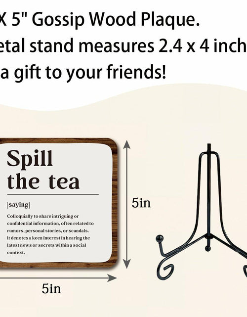 Load image into Gallery viewer, Ketsord Gossip Wood Plaque Spill The Tea Tabletop Decor White 5x5
