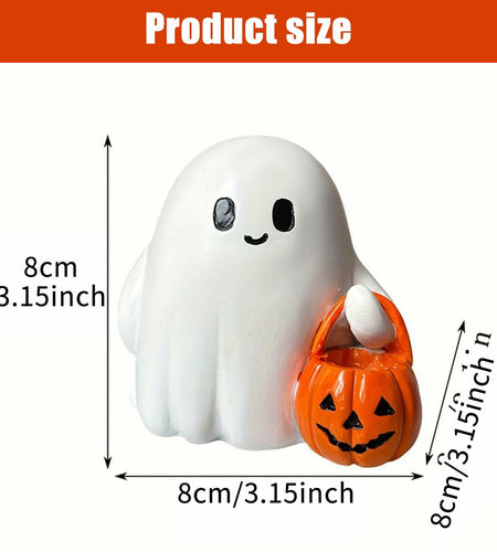 BINBINNIAO 3D Printing Halloween Ghost Figurine Glowing Resin 3.15in White Black