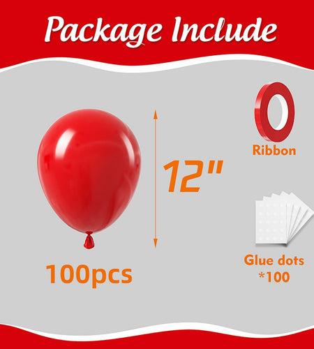 ZHMYBLN Red Balloons 100pcs 12in Bright Red Latex Helium Party Decor