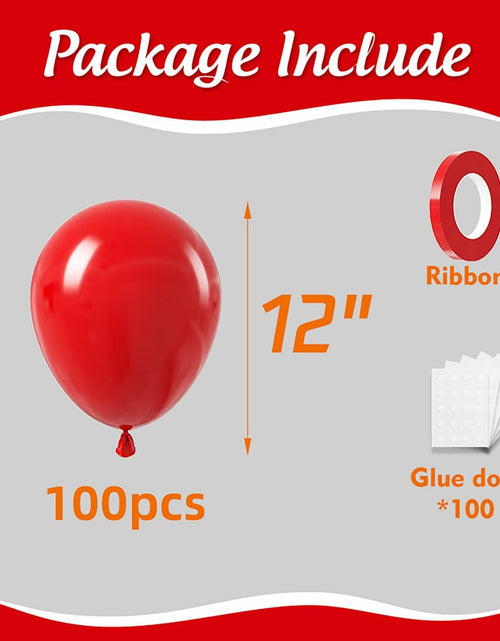 Load image into Gallery viewer, ZHMYBLN Red Balloons 100pcs 12in Bright Red Latex Helium Party Decor
