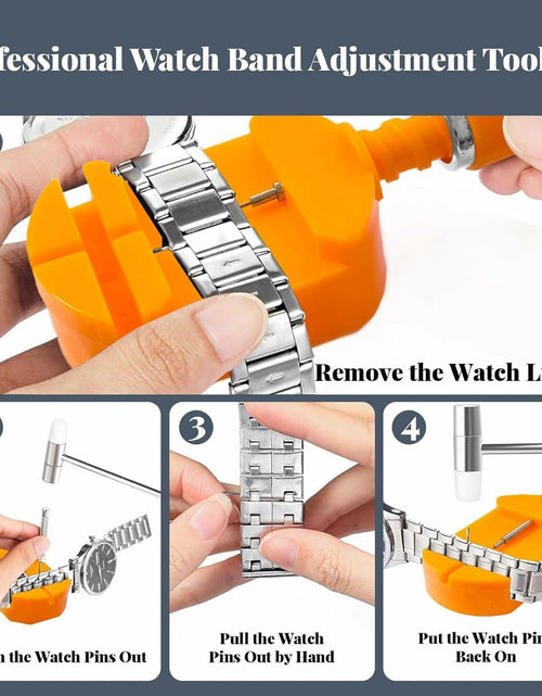 Load image into Gallery viewer, SIXCOLORS Watch Link Band Pin Removal Tool Kit with Hammer Black Storage Bag
