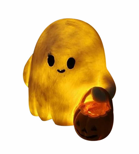 BINBINNIAO 3D Printing Halloween Ghost Figurine Glowing Resin 3.15in White Black