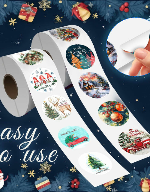 Load image into Gallery viewer, wuhuzsm 1000Pcs Christmas Stickers 2 Rolls Rustic Tree Wreath Elk Green
