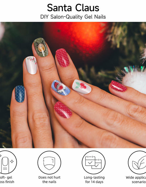 Load image into Gallery viewer, DUKASOU Christmas Semi Cured Gel Nail Strips Santa Claus 28 PCS UV Light
