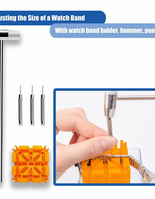 Load image into Gallery viewer, SIXCOLORS Watch Link Band Pin Removal Tool Kit with Hammer Black Storage Bag
