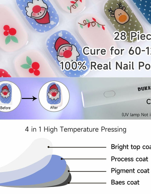 Load image into Gallery viewer, DUKASOU Christmas Semi Cured Gel Nail Strips Santa Claus 28 PCS UV Light
