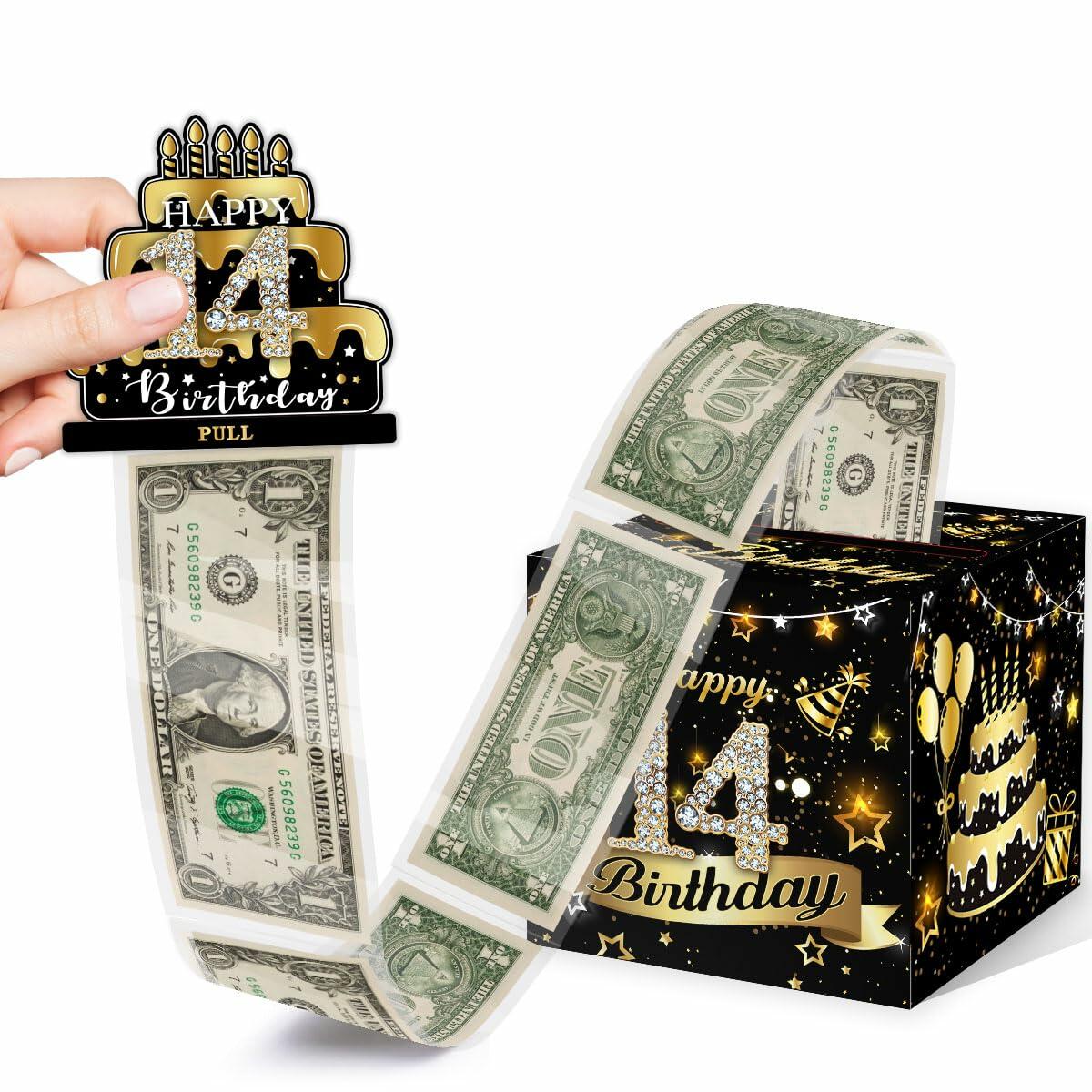 Toerifer Money Box Birthday Gift Black Gold 14 Years Old 35 Bags Size One Size