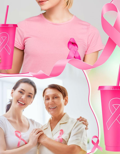 Load image into Gallery viewer, Bokon 24oz Breast Cancer Awareness Pink Tumblers with Straws 12 Pack
