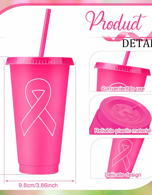 Load image into Gallery viewer, Bokon 24oz Breast Cancer Awareness Pink Tumblers with Straws 12 Pack
